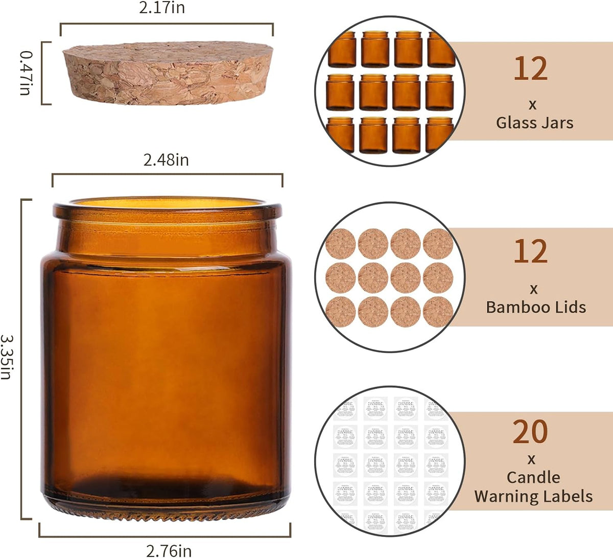 Amber Candle Jars for Making Candles
